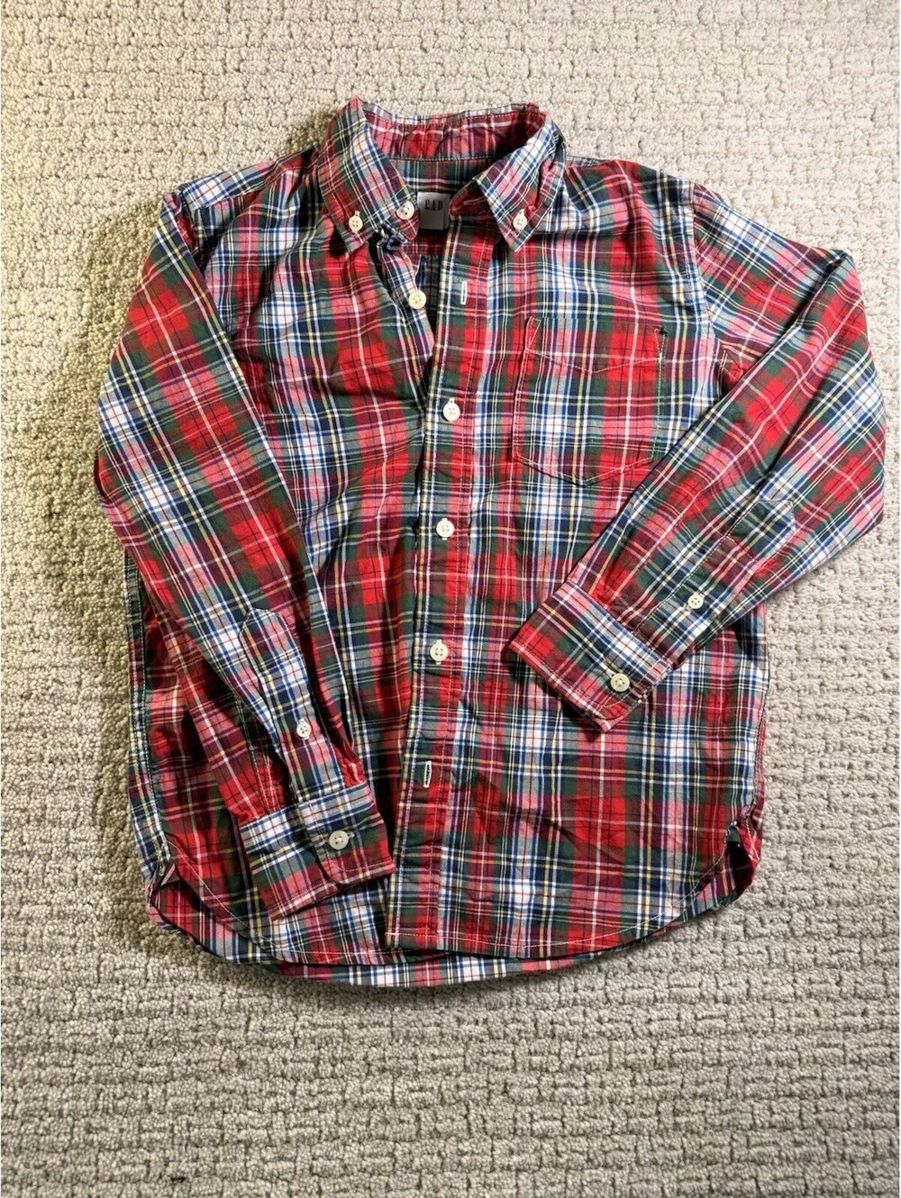 GAP KIDS Long Sleeve Flannel Plaid Button Down Shirt Boys M